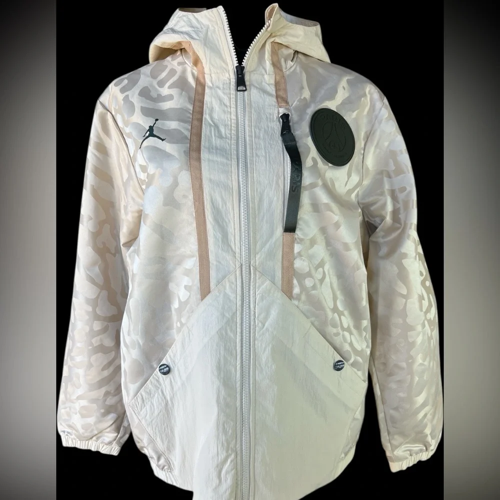 Jordan PSG Jacket Cream Camo Hooded Men’s XS Paris Saint Germain Rare